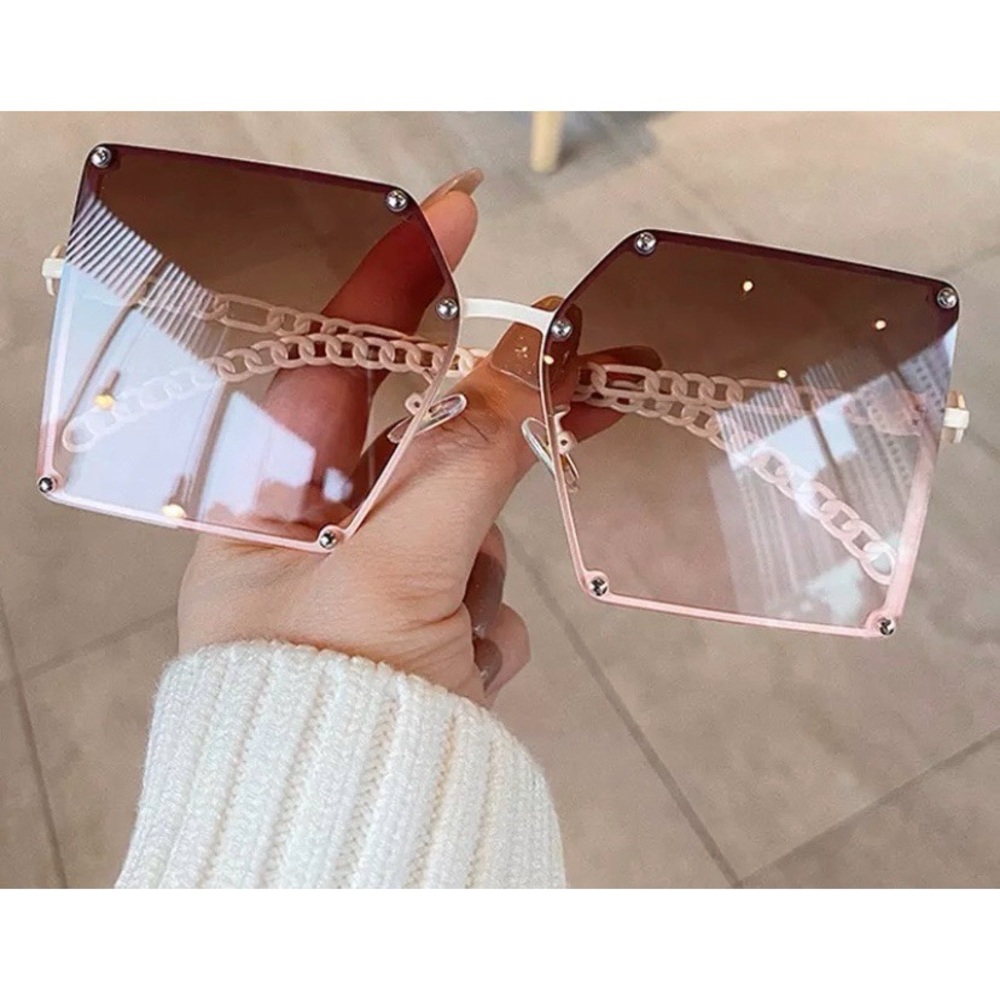 Oversized Gradient Square Sunglasses Teal Pink Women’s Elegant Shades
